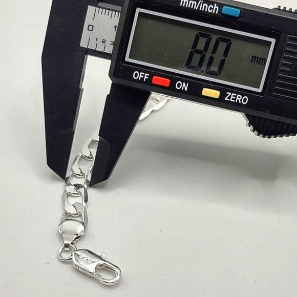 925 Silver Necklace & Bracelet Cuban Fashion Set Anniversary Birthday Gift NEW - Picture 5 of 6